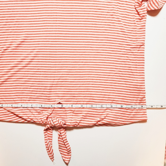 Kim & Cami Off Shoulder Front Tie Candy Stripe Top - Picture 7 of 9